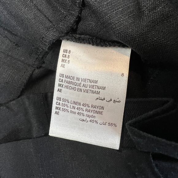 ON 34th Paperbag Pants Women's 8 Black Linen Blend Cropped High Rise NWT - Picture 5 of 10